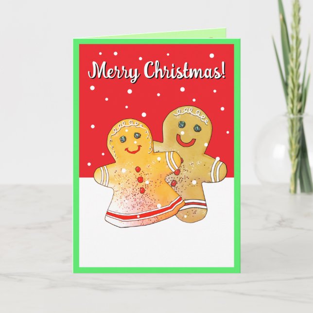 Frohe Weihnachts-Gingerbread-Karte Dankeskarte (Vorderseite)