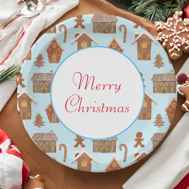 Frohe Weihnachts Gingerbread Muster Pappteller (Kids' holiday fun: Gingerbread pattern paper plates for festive celebrations!)