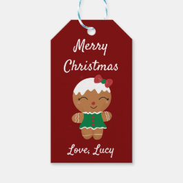 Frohe Weihnachts Gingerbread Niedliche Geschenkmar Geschenkanhänger