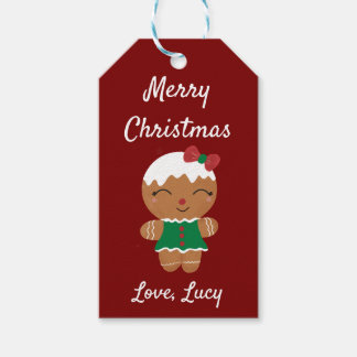 Frohe Weihnachts Gingerbread Niedliche Geschenkmar Geschenkanhänger