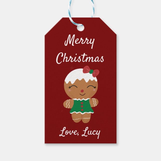 Frohe Weihnachts Gingerbread Niedliche Geschenkmar Geschenkanhänger (Vorderseite)
