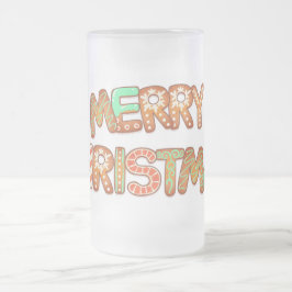 Frohe Weihnachts-Gingerbread-Typografie Mattglas Bierglas
