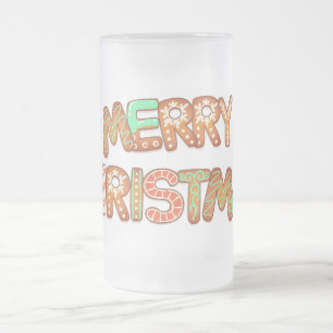 Frohe Weihnachts-Gingerbread-Typografie Mattglas Bierglas