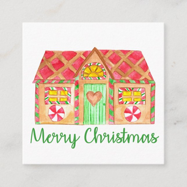 Frohe Weihnachts-Gingerbrothaus Begleitkarte (Vorderseite)