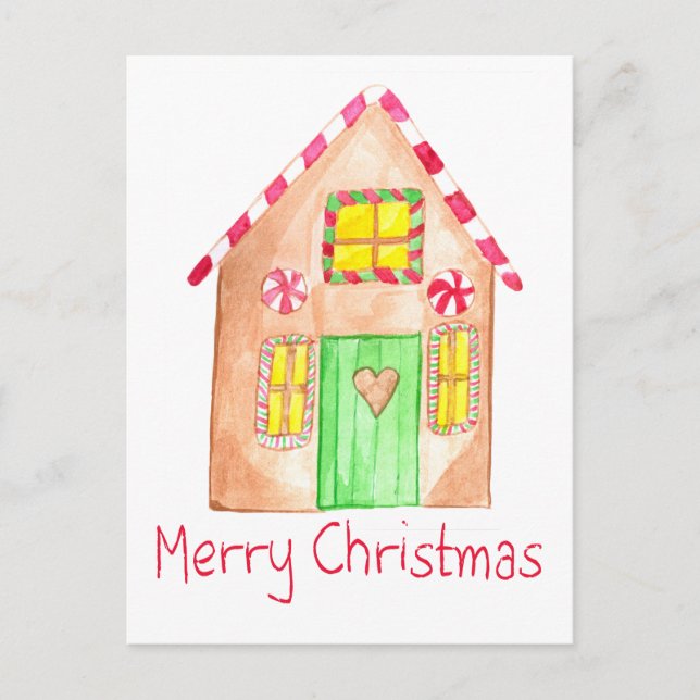 Frohe Weihnachts-Gingerbrothaus Postkarte (Vorderseite)