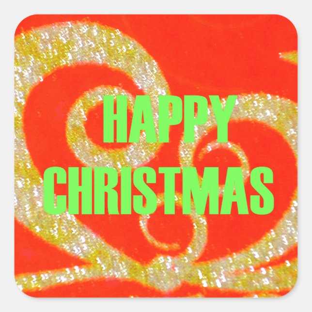 Frohe Weihnachts-Glitzer Red Text Muster Design Quadratischer Aufkleber (Vorderseite)