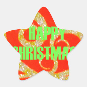 Frohe Weihnachts-Glitzer Red Text Muster Design Stern-Aufkleber