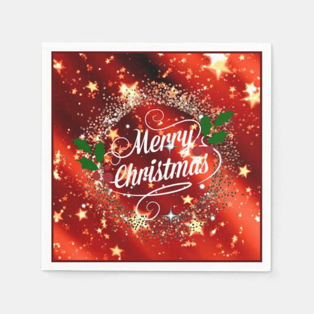 Frohe Weihnachts-Glitzer und glänzende Urlaubsplan Serviette (Vorderseite)