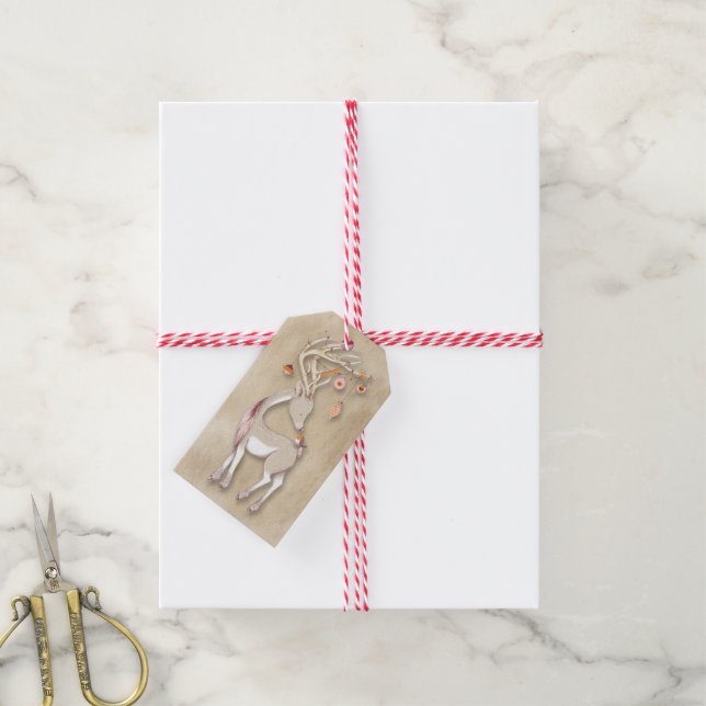 Frohe Weihnachts-Glück Neujahr Hirsch Geschenk Wra Geschenkanhänger (Mit Garn)