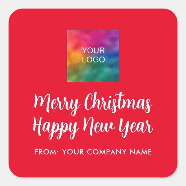Frohe Weihnachts-Glück Neujahr Logo-Typografie Quadratischer Aufkleber (Vorderseite)