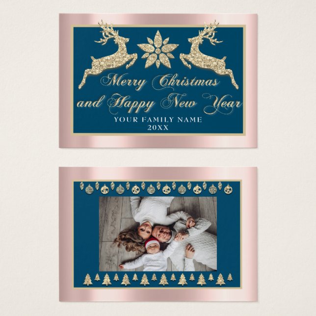 Frohe Weihnachts glücklich Neujahr Name Foto Rahme (Vorne & Hinten)
