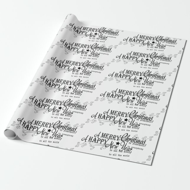 Frohe Weihnachts-glückliche Neujahrsausgabe Geschenkpapier (Ungerollt)