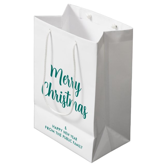 Frohe Weihnachts glückliche Neujahrsvorlage indivi Mittlere Geschenktüte (Vorderseite Schrägansicht)