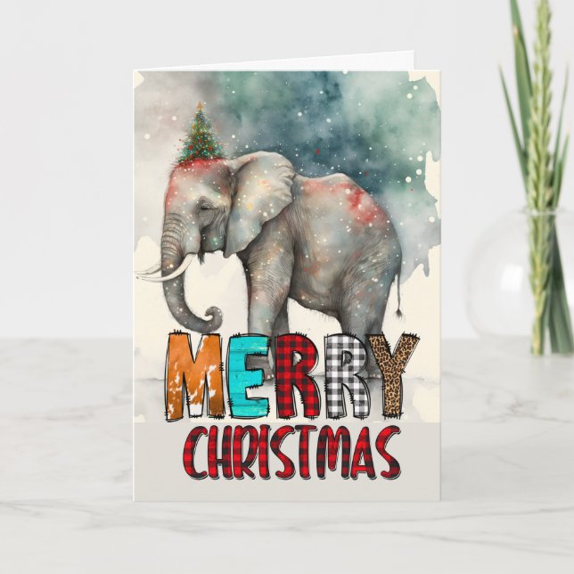 Frohe Weihnachts-Glückwunsch Elefantenkarte Karte (Vorderseite)