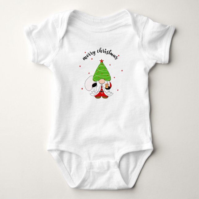 Frohe Weihnachts Gnome Baby Bodysuit Baby Strampler (Vorderseite)