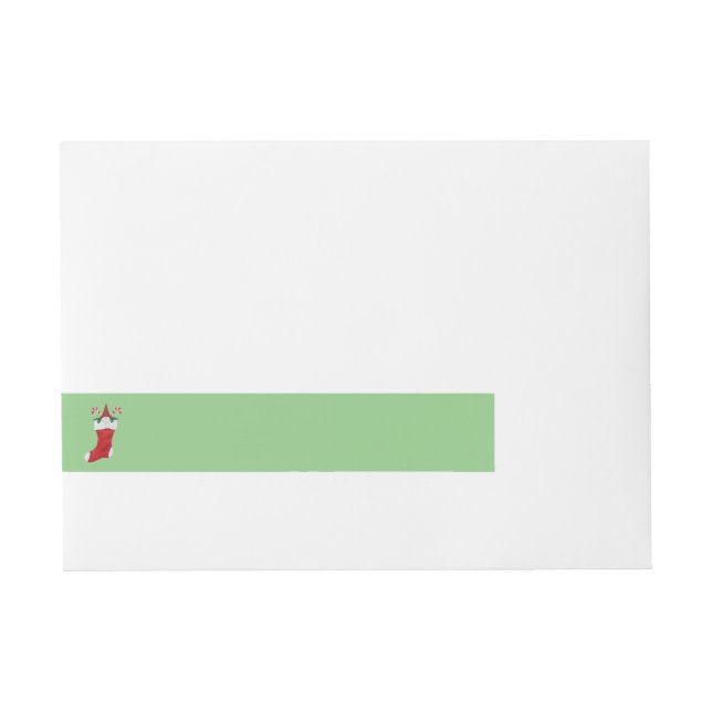 Frohe Weihnachts Gnome Candy Canes im Strumpf Rundum-Adressaufkleber (Vorderseite)