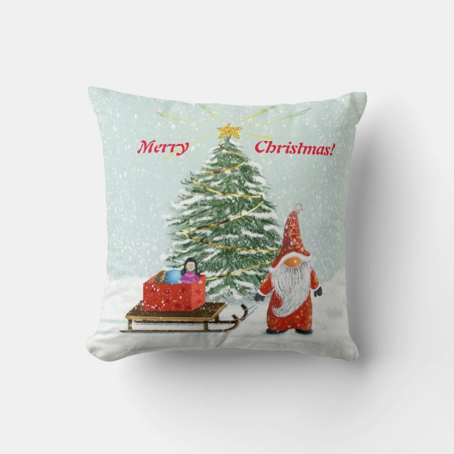 Frohe Weihnachts Gnome Dekorator Kissen (Vorderseite)