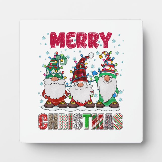 Frohe Weihnachts Gnome Familie Funny Xmas Tree Fotoplatte (Vorderseite)