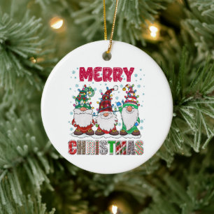 Frohe Weihnachts Gnome Familie Funny Xmas Tree Keramik Ornament