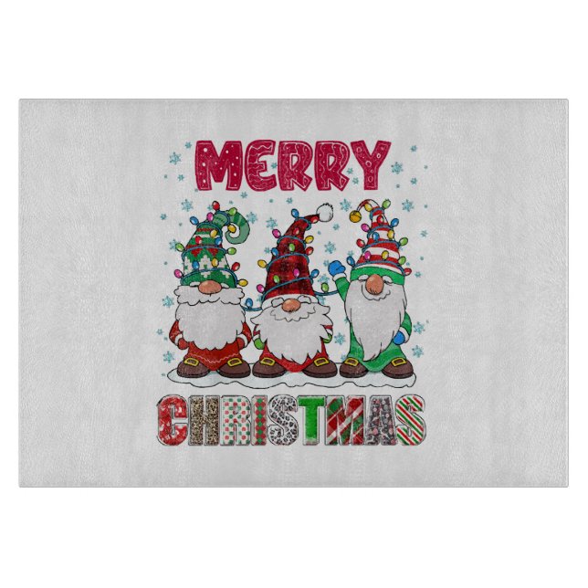 Frohe Weihnachts Gnome Familie Funny Xmas Tree Schneidebrett (Vorderseite)