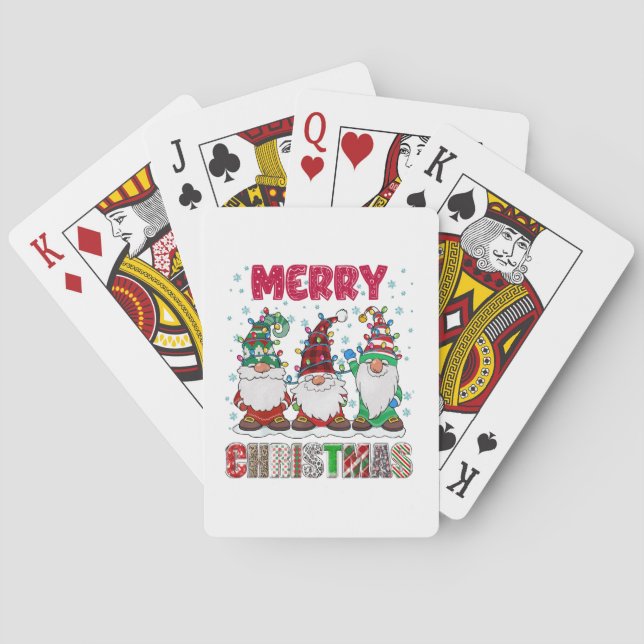 Frohe Weihnachts Gnome Familie Funny Xmas Tree Spielkarten (Rückseite)