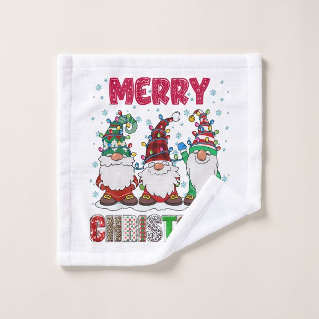 Frohe Weihnachts Gnome Familie Funny Xmas Tree Waschlappen (Waschlappen)