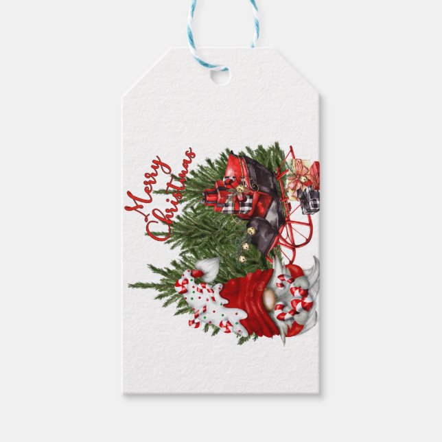 Frohe Weihnachts-Gnome Geschenkanhänger (Vorderseite)