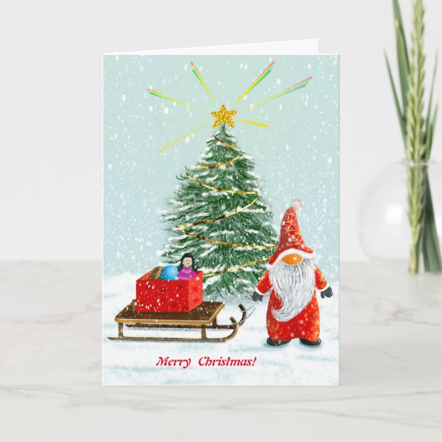 Frohe Weihnachts Gnome Grußkarte Dankeskarte (Vorderseite)