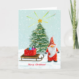 Frohe Weihnachts Gnome Grußkarte Dankeskarte