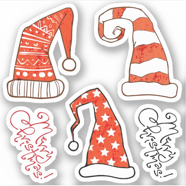 Frohe Weihnachts Gnome Hats Vinyl Aufkleber (Vorderseite)