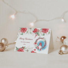 Frohe Weihnachts Gnome Holiday Floral Faltkarte Einladung