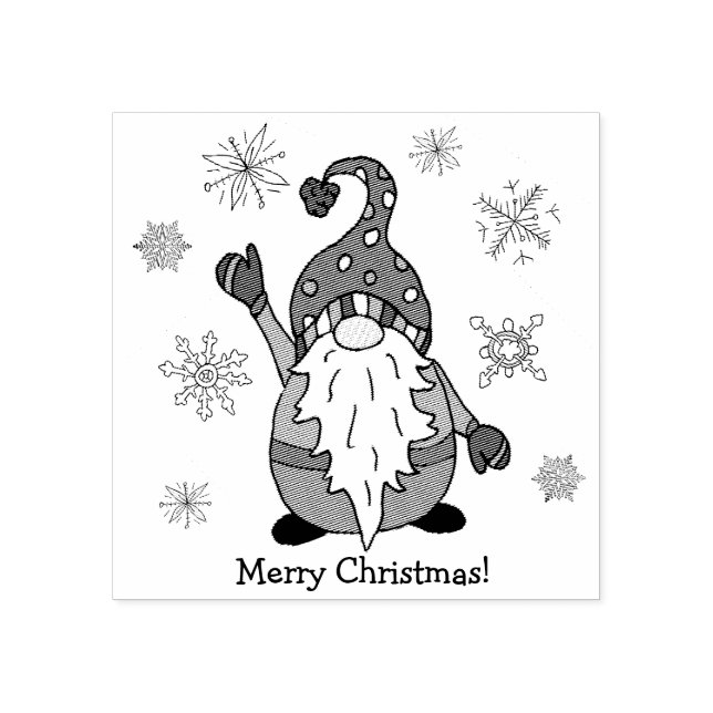 Frohe Weihnachts-Gnome mit Schneeflocken Gummistempel (Prägung)