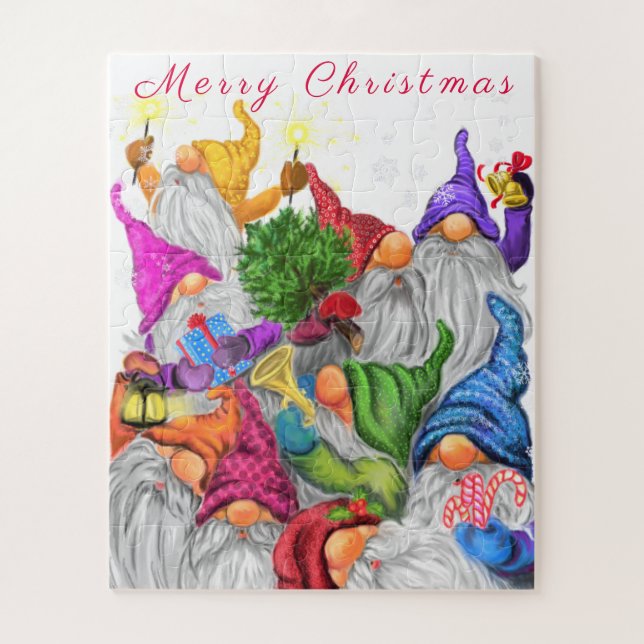 Frohe Weihnachts Gnome Party Cartoon Zeichnend Fun (Vertikal)