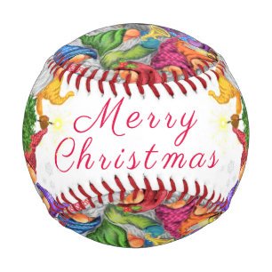 Frohe Weihnachts Gnome Party Cartoon Zeichnend Fun Baseball