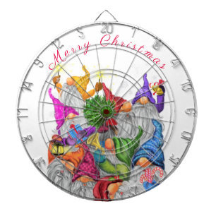 Frohe Weihnachts Gnome Party Cartoon Zeichnend Fun Dartscheibe