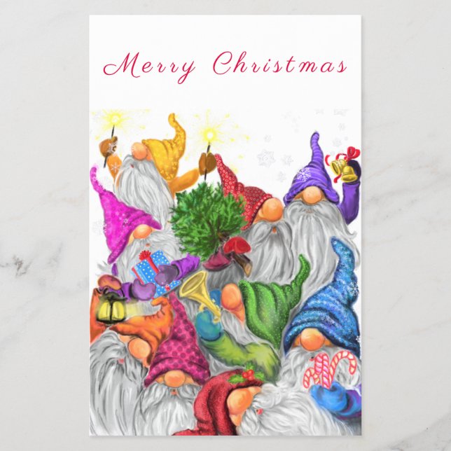 Frohe Weihnachts Gnome Party Cartoon Zeichnend Fun Flyer (Vorne)