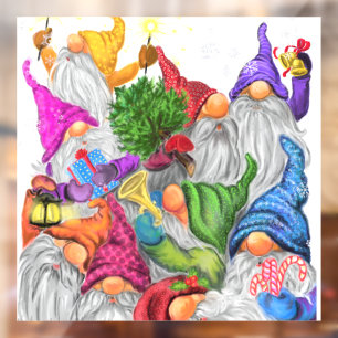 Frohe Weihnachts-Gnome-Party - Spaß Zeichnend Fensteraufkleber