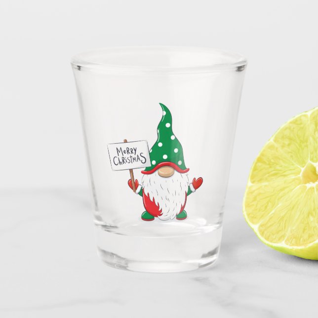 Frohe Weihnachts-Gnome Schnapsglas (Vorderseite)