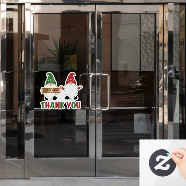 Frohe Weihnachts Gnomes Danke Fensteraufkleber (Büro Tür)
