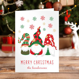 Frohe Weihnachts-Gnomes-Foto Feiertagskarte