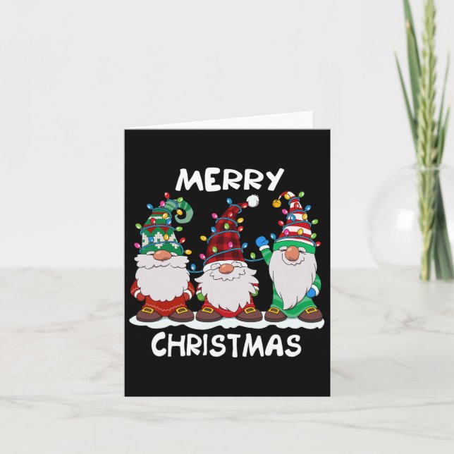 Frohe Weihnachts Gnomes Xmas Familie Männer Frauen Karte (Vorderseite)