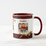 Frohe Weihnachts Gold Blätter 3-Foto Red Tartan Tasse<br><div class="desc">Schönes und festliches Urlaubsprojekt mit goldenen Blätter aus dem Imitat,  der heiligen und maßgeschneiderten Textgrafik "Frohe Weihnachten" auf weißem Banner mit goldenem Rahmen,  3-Foto-Vorlage mit dunkelrotem,  schwarzem und goldfarbenem Hintergrund. Enthält bearbeitbare Textfelder.</div>