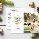Frohe Weihnachts Gold Botanicals, 2 Fotos Postkarte<br><div class="desc">Versenden Sie Weihnachtsfeiertag Cheer mit dieser festlichen Postkarte mit Ihren zwei Fotos und Imitaten goldgezeichnete botanische Schriften. Die Rückseite bietet Platz für eine typisierte Notiz oder löschen, um Platz für eine handgeschriebene Notiz verlassen. Spaß und festlich, aber einfach und modern - eine Karte, die die Freude am Urlaub vermitteln wird....</div>