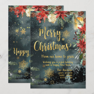 Frohe Weihnachts Gold Calligraphy Holiday Card Einladung