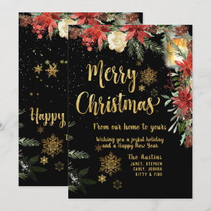Frohe Weihnachts Gold Calligraphy Holiday Card Einladung