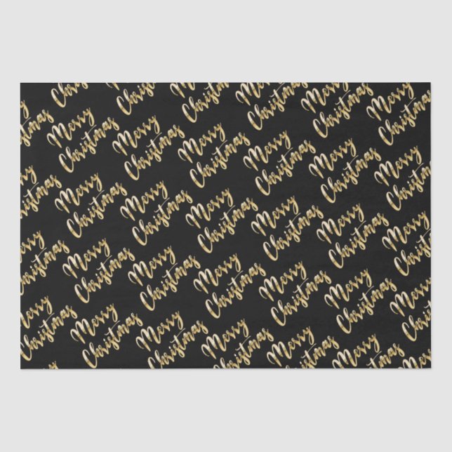 Frohe Weihnachts Gold-Drehbuch schwarz Seidenpapier (Vorderseite)