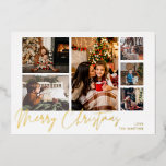 Frohe Weihnachts Gold Foil Multi Foto - White Folieneinladung<br><div class="desc">Versenden Sie eine lustige und moderne Weihnachtskarte mit Ihrem fröhlichen Gold Foil Multi Foto - White Christmas Card. Hergestellt mit echter Folie. Wählen Sie aus Gold,  Silber und Rose Goldfolie.</div>