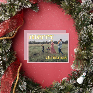 Frohe Weihnachts Gold Foil Pink Foto Card Folieneinladung
