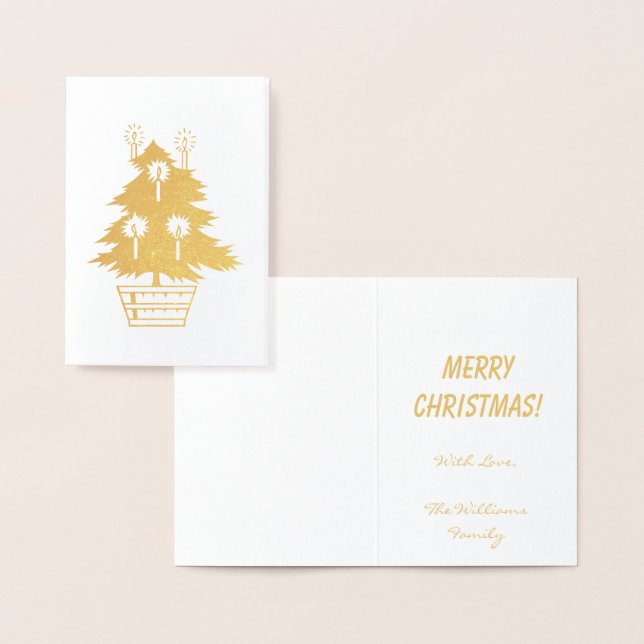 Frohe Weihnachts Gold Foil Weihnachtsbaum Kerzen Folienkarte (Anzeige)