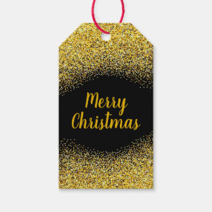 Frohe Weihnachts-Gold-Glitzer Geschenkanhänger